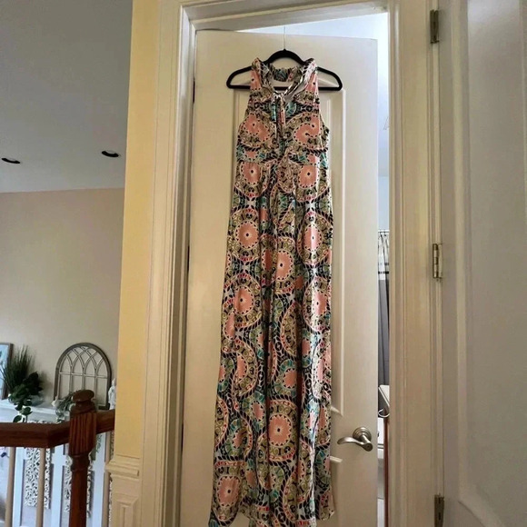 NWT new Anthropologie Serena halter maxi dress Nicole miller 10p 10 circle green - Picture 8 of 15